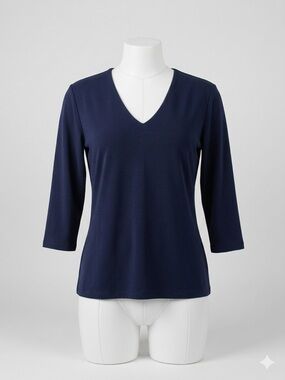 LBH Navy Blue V-Neck 3/4 Sleeve Top From Amazon